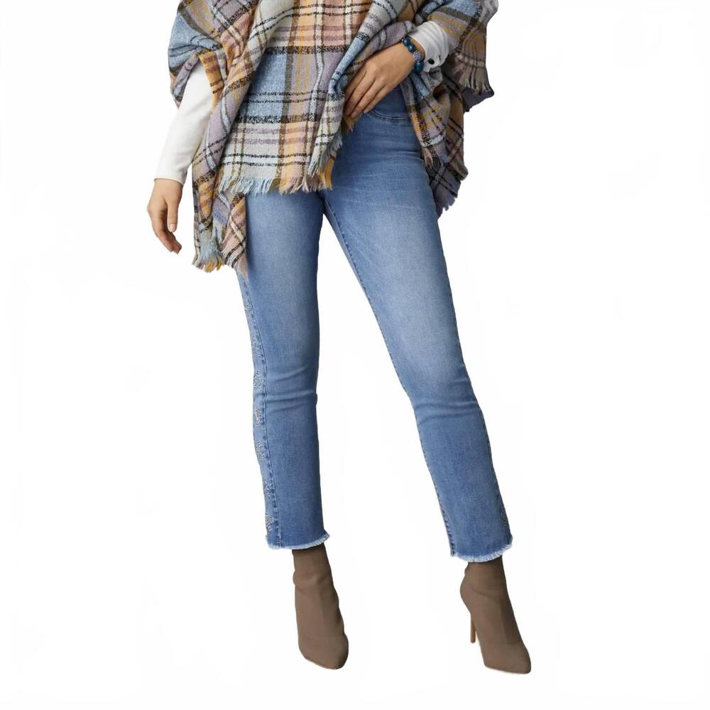 NEW COCO + CARMEN oh my god pull-on snowflake jeans in medium denim wash